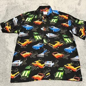 David Carey Originals Shirt Mens XL Short Sleeve Button Up Classic Cars Print